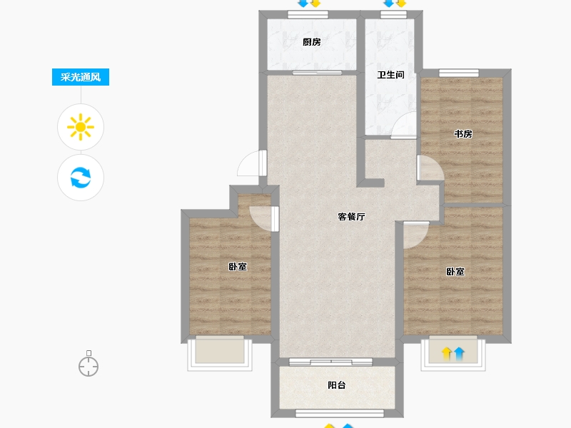 辽宁省-丹东市-碧桂园江山云著-78.28-户型库-采光通风