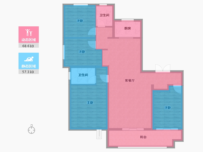 山西省-太原市-福兴雅苑-113.45-户型库-动静分区