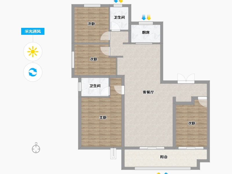 山西省-太原市-福兴雅苑-113.45-户型库-采光通风