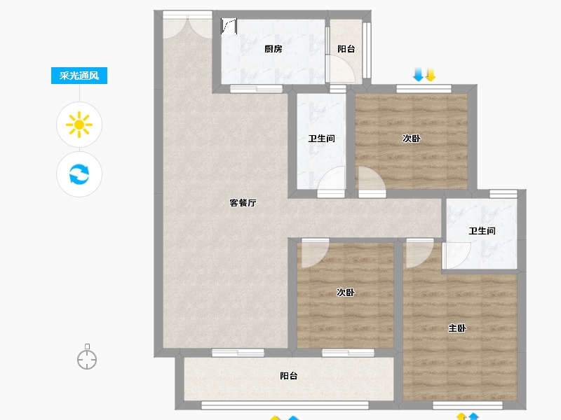 云南省-昆明市-乡鸭湖-88.40-户型库-采光通风