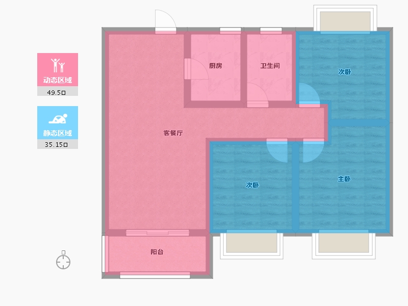 河南省-郑州市-中建·林溪上郡-74.40-户型库-动静分区