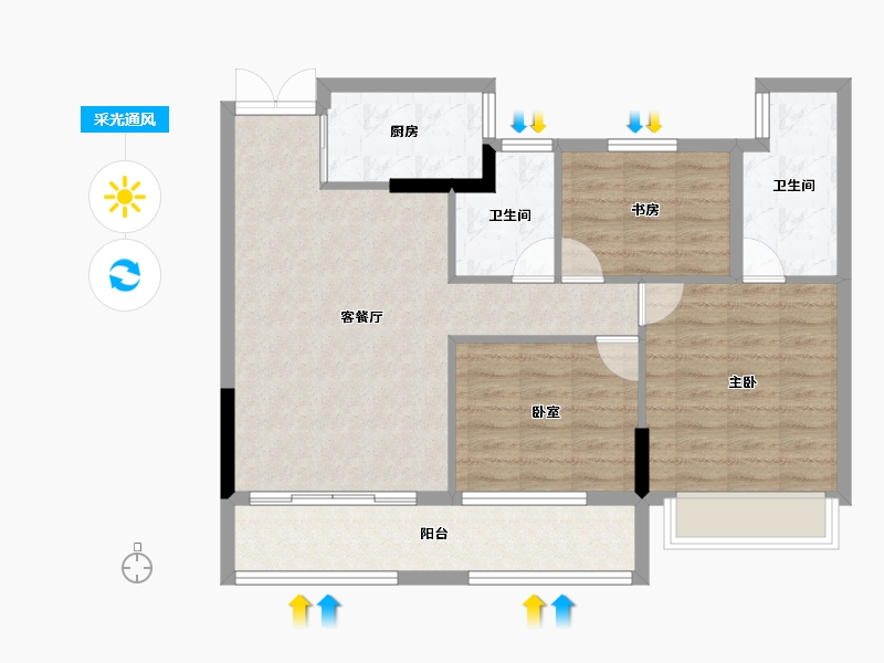 浙江省-丽水市-美林松州华庭-84.38-户型库-采光通风