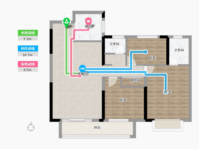 湖北省-荆门市-中建壹品璟苑-94.37-户型库-动静线