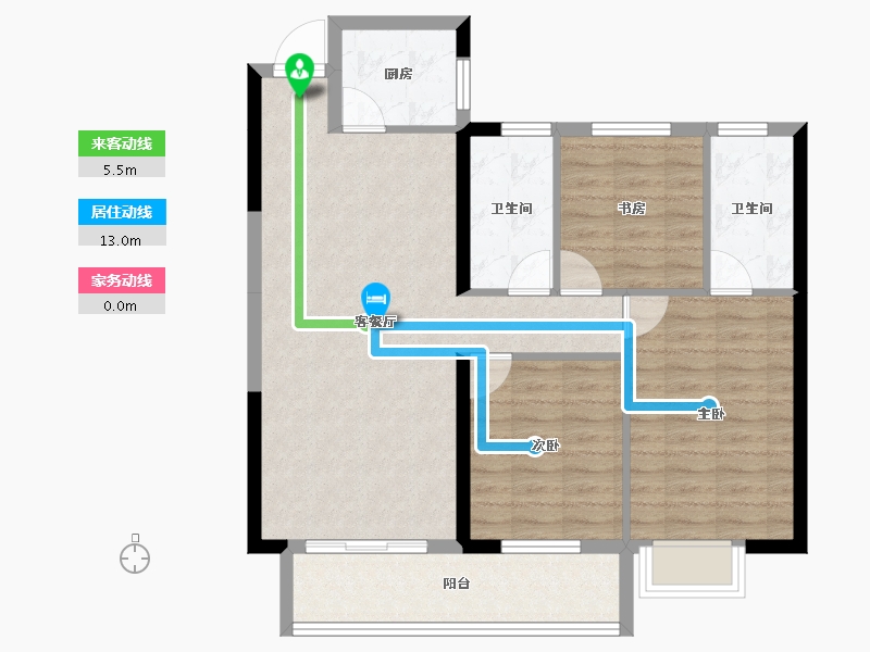 湖北省-荆州市-交投明珠府-86.25-户型库-动静线