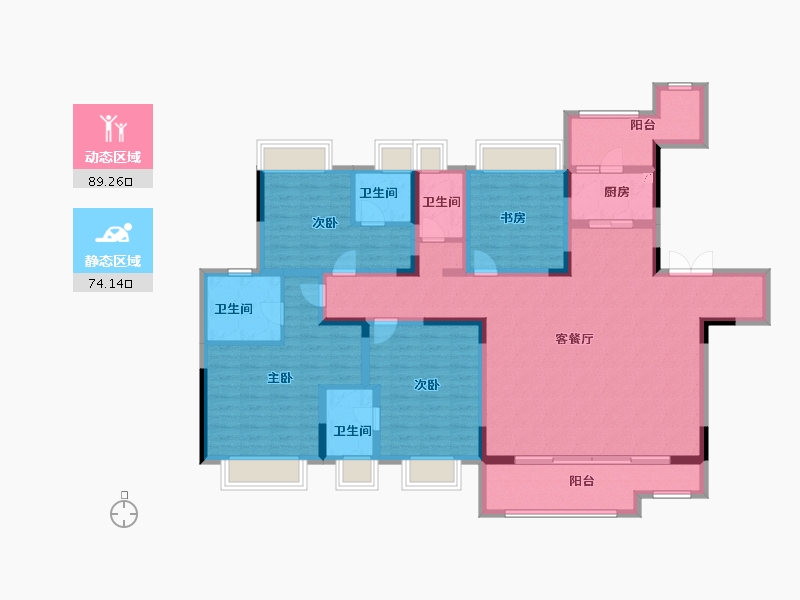 重庆-重庆市-北辰悦来壹号-145.69-户型库-动静分区