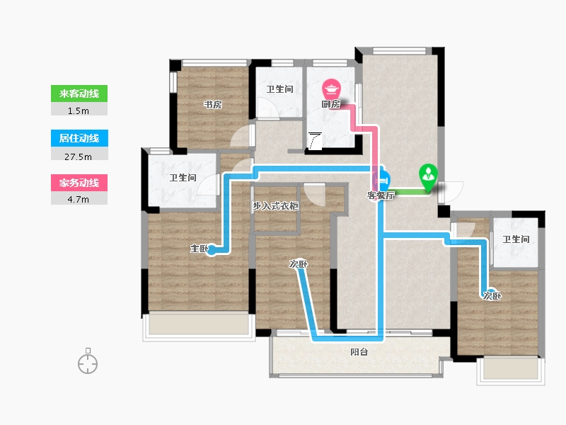 江苏省-苏州市-棠悦名筑-113.54-户型库-动静线