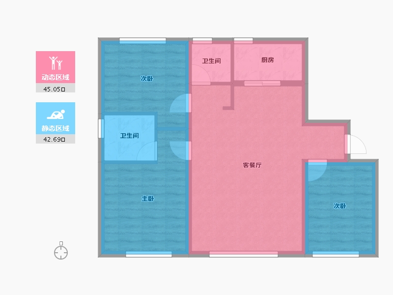 内蒙古自治区-赤峰市-春城望合湾-78.86-户型库-动静分区