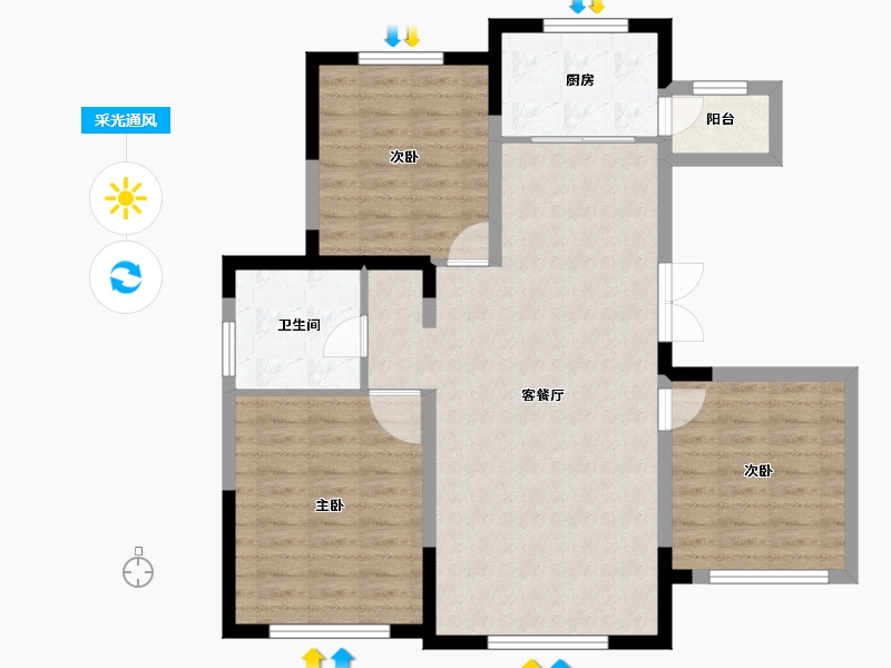 新疆维吾尔自治区-乌鲁木齐市-盛世学府文庭雅苑-92.75-户型库-采光通风