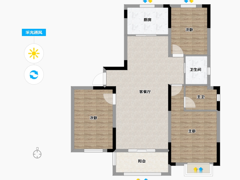 安徽省-池州市-天逸华府南苑-107.02-户型库-采光通风