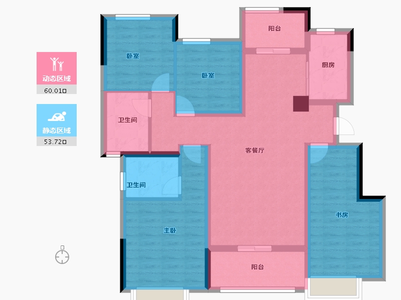 湖南省-长沙市-新城恒伟汇隽风华-100.42-户型库-动静分区