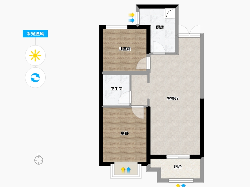 山西省-太原市-东鼎·迎泽里-55.68-户型库-采光通风