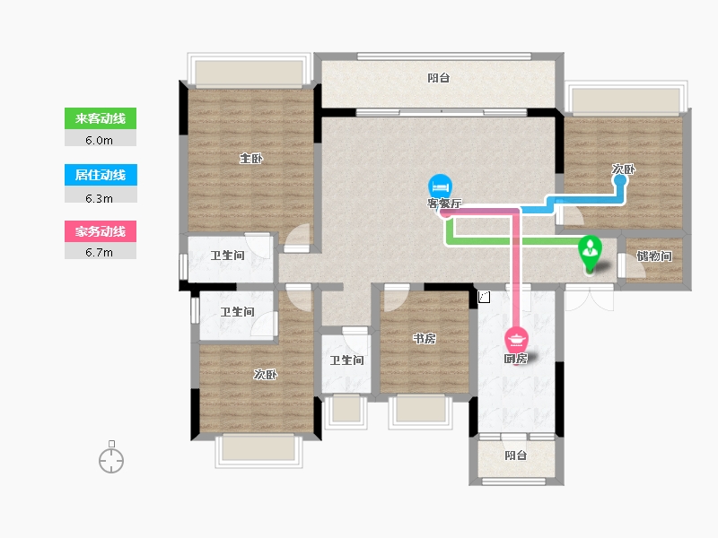 重庆-重庆市-北辰悦来壹号-129.60-户型库-动静线