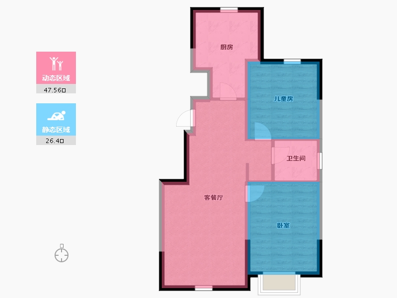 内蒙古自治区-赤峰市-碧桂园珑玥-66.40-户型库-动静分区