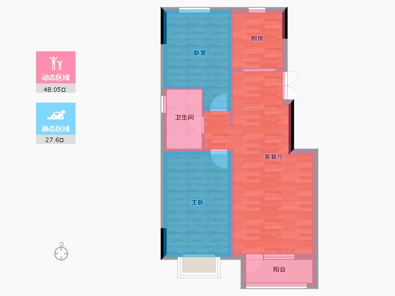 辽宁省-丹东市-江山和鳴-67.88-户型库-动静分区