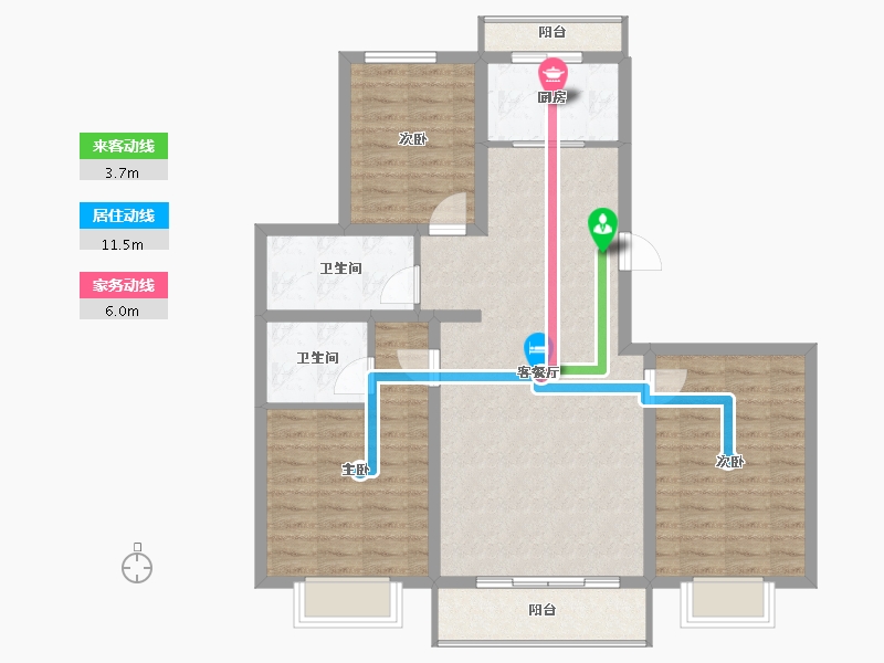 内蒙古自治区-乌兰察布市-文华学府-95.22-户型库-动静线