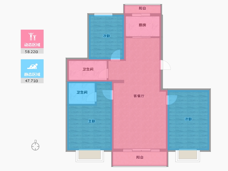 内蒙古自治区-乌兰察布市-文华学府-95.22-户型库-动静分区