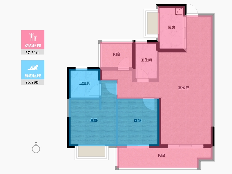 广东省-江门市-碧桂园·翡翠城-74.07-户型库-动静分区