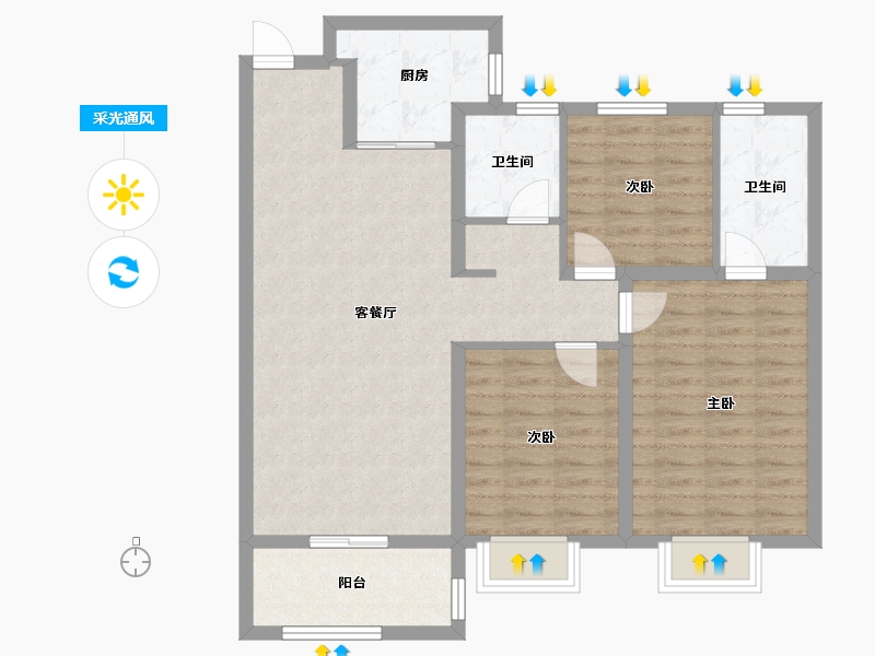 山西省-太原市-中国中铁·诺德城-92.50-户型库-采光通风