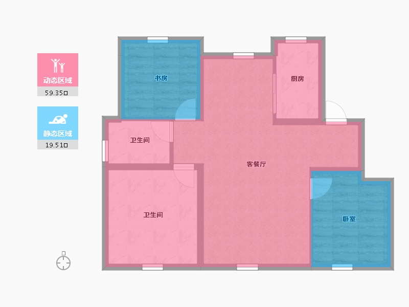 内蒙古自治区-赤峰市-赤峰中梁百合四季-70.64-户型库-动静分区