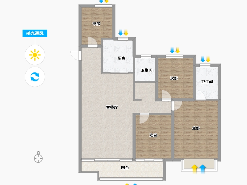 山西省-临汾市-恒安如园-112.14-户型库-采光通风