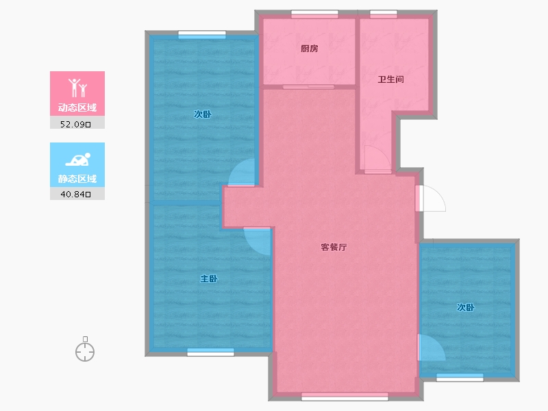 内蒙古自治区-赤峰市-百合苑系和苑熙苑-84.69-户型库-动静分区