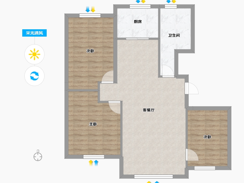 内蒙古自治区-赤峰市-百合苑系和苑熙苑-84.69-户型库-采光通风