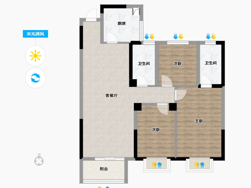 江苏省-连云港市-光伸·绿洲学府-91.00-户型库-采光通风