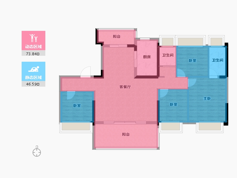 湖北省-荆州市-公安碧桂园楚望府-108.46-户型库-动静分区