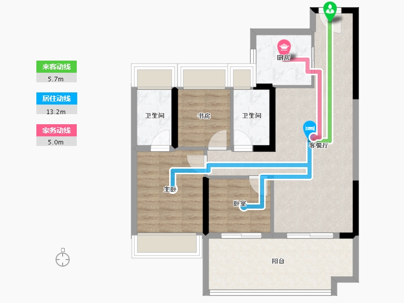 湖北省-荆州市-公安碧桂园楚望府-75.25-户型库-动静线