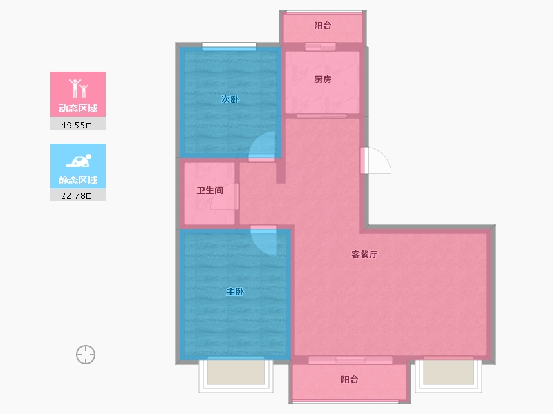 内蒙古自治区-乌兰察布市-文华学府-64.56-户型库-动静分区