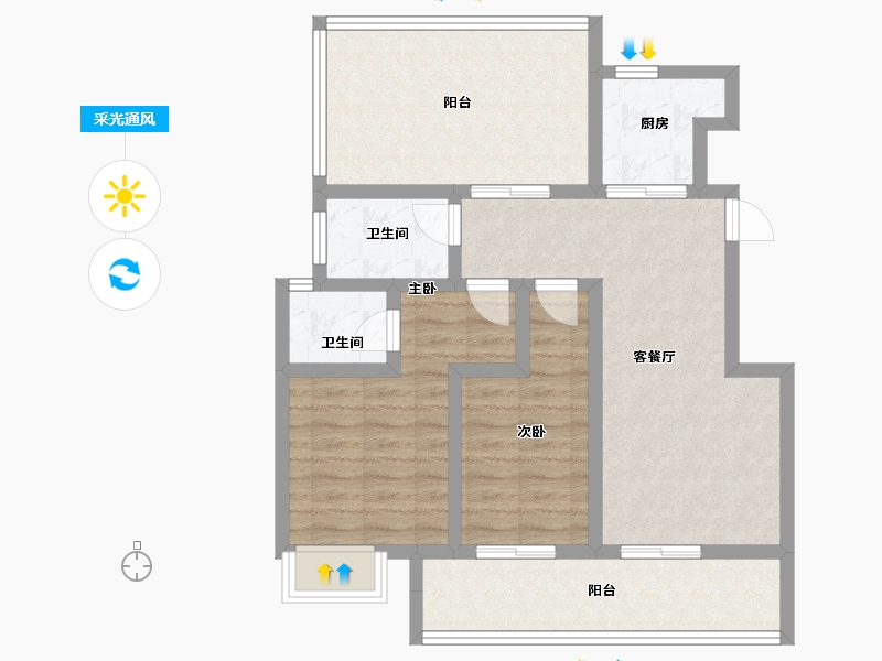 河南省-郑州市-泰·颐府-80.43-户型库-采光通风