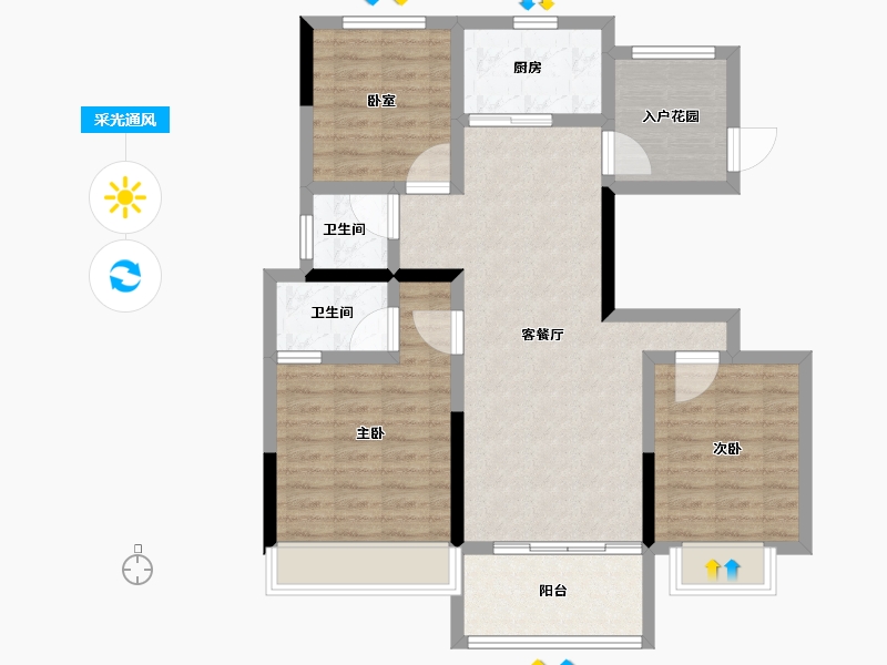 河南省-郑州市-浩创•梧桐茗筑-87.61-户型库-采光通风