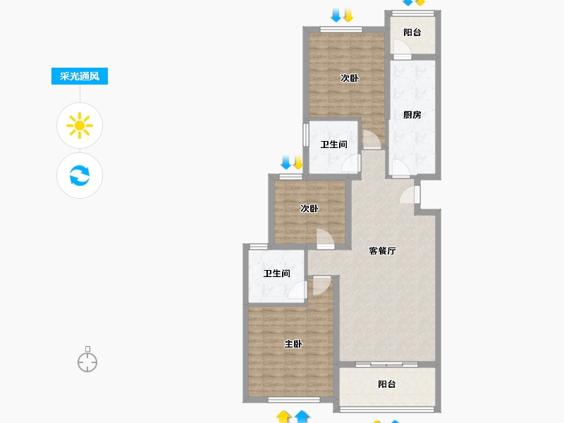 山东省-东营市-东营恒大黄河生态城-104.06-户型库-采光通风