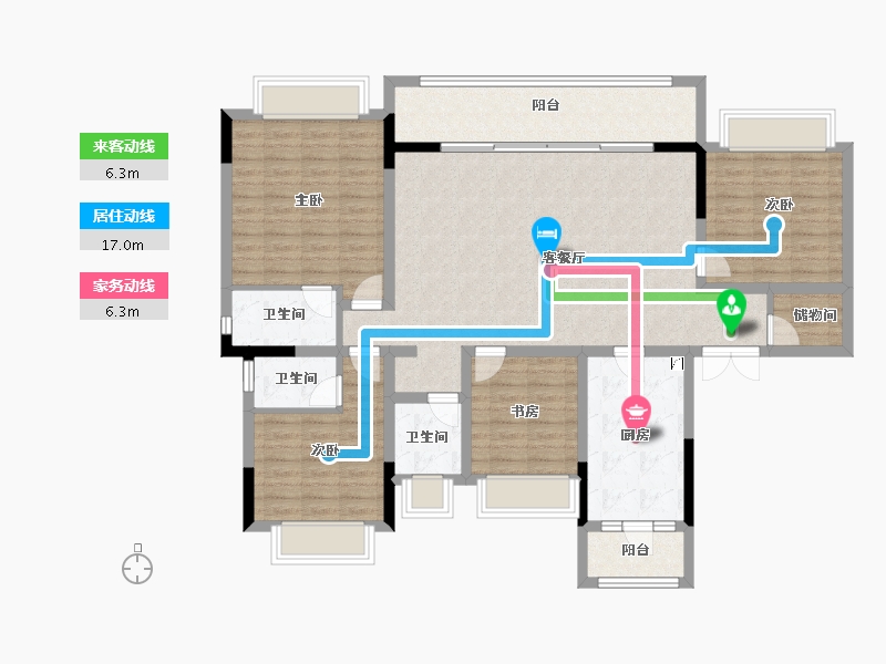 重庆-重庆市-北辰悦来壹号-129.60-户型库-动静线