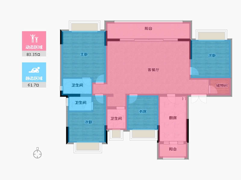 重庆-重庆市-北辰悦来壹号-129.60-户型库-动静分区