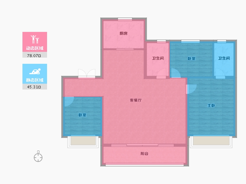 辽宁省-丹东市-碧桂园江山云著-112.80-户型库-动静分区