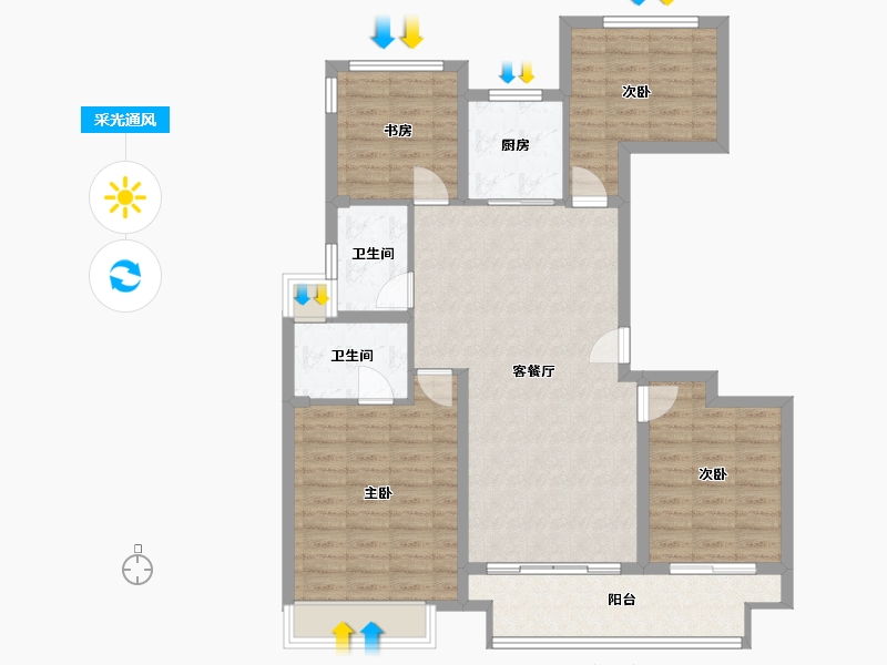 江苏省-苏州市-棠悦名筑-102.33-户型库-采光通风