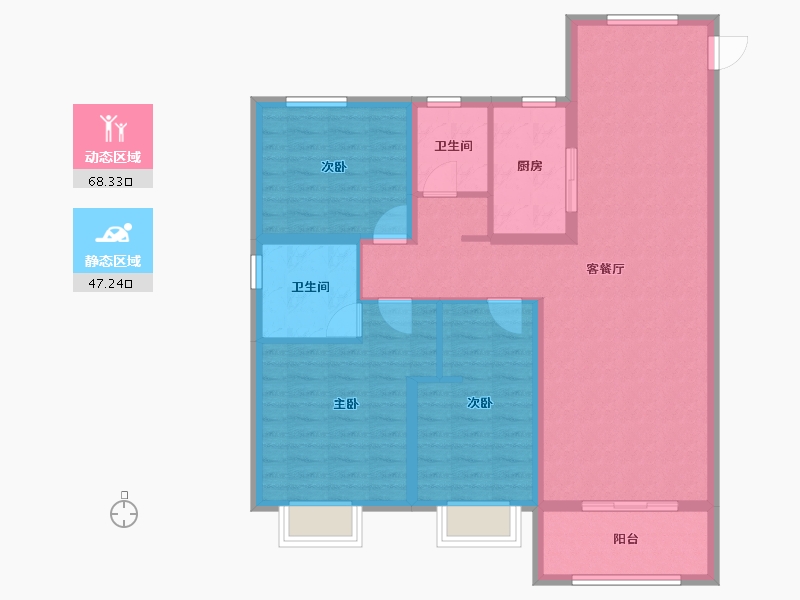 山西省-太原市-中国中铁·诺德城-104.00-户型库-动静分区