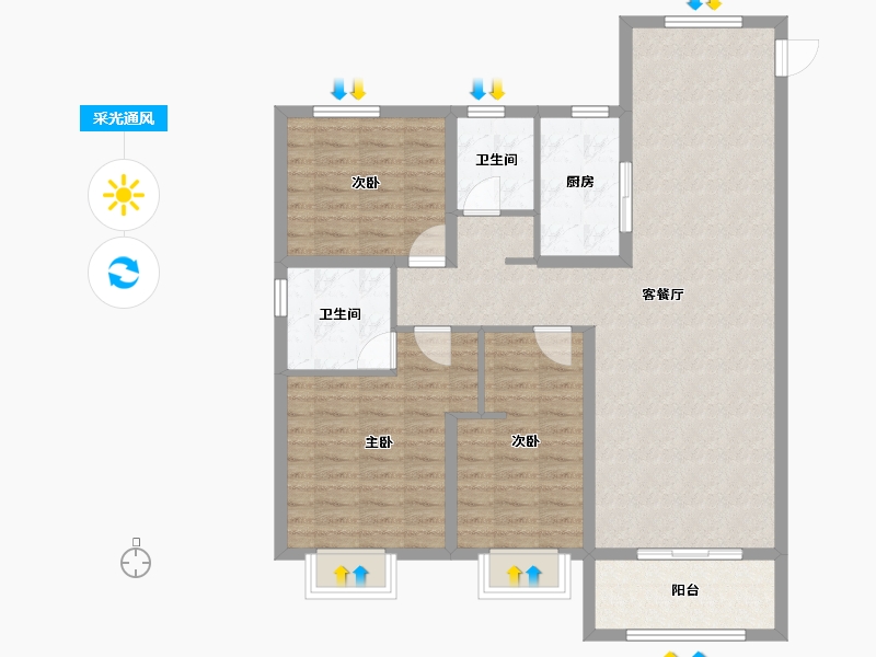 山西省-太原市-中国中铁·诺德城-104.00-户型库-采光通风