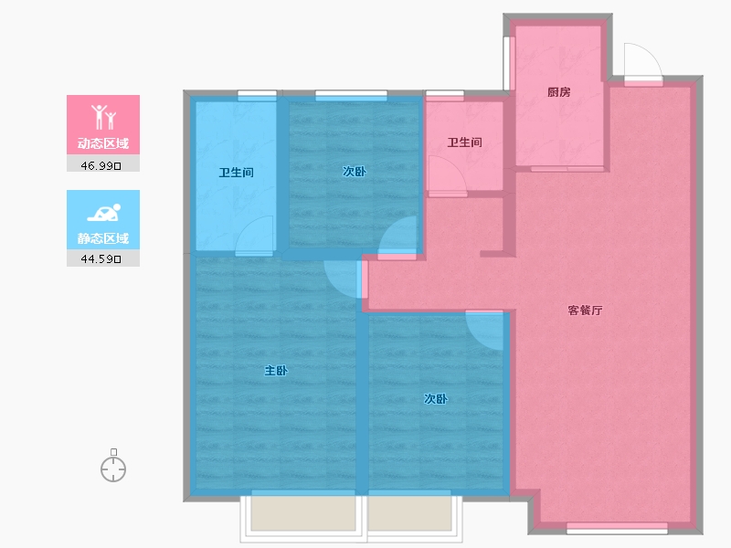 山西省-临汾市-恒安如园-81.87-户型库-动静分区