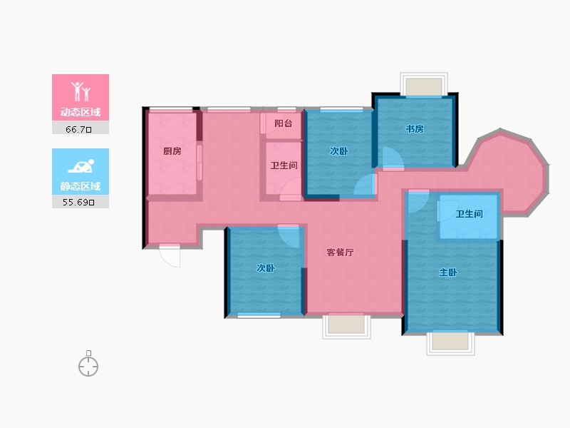 陕西省-西安市-易道郡玫瑰公馆-107.39-户型库-动静分区