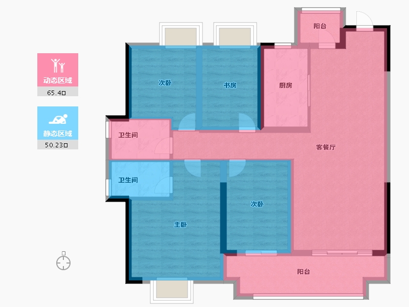 湖北省-仙桃市-现代森林国际城北苑-102.99-户型库-动静分区