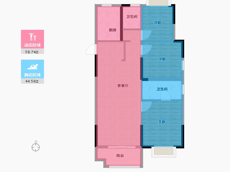 湖北省-仙桃市-现代森林国际城北苑-93.00-户型库-动静分区