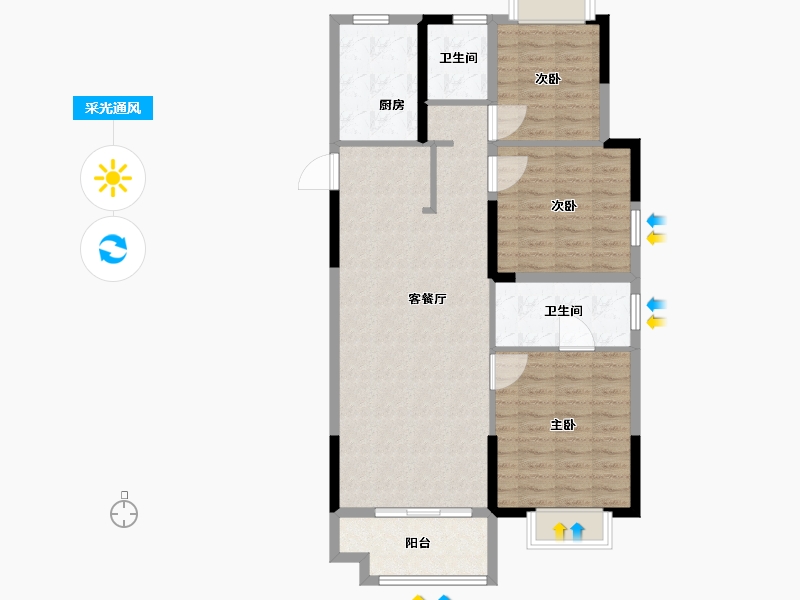 湖北省-仙桃市-现代森林国际城北苑-93.00-户型库-采光通风