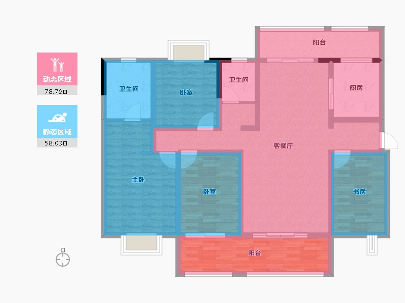 云南省-红河哈尼族彝族自治州-万达御府-121.30-户型库-动静分区