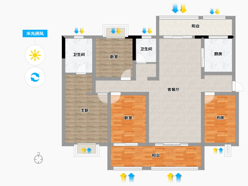 云南省-红河哈尼族彝族自治州-万达御府-121.30-户型库-采光通风