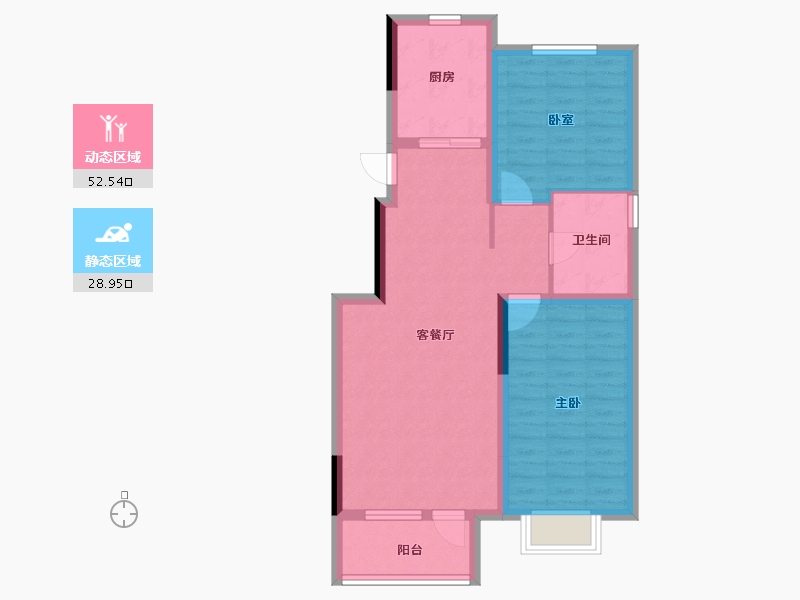 辽宁省-丹东市-江山和鳴-72.85-户型库-动静分区