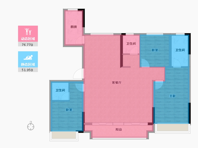 河南省-焦作市-焦作世合万达·玺悦苑-116.56-户型库-动静分区