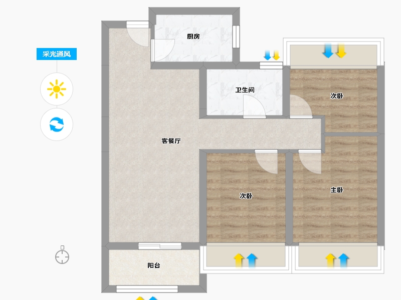 湖北省-武汉市-高科世茂十里星河-70.00-户型库-采光通风