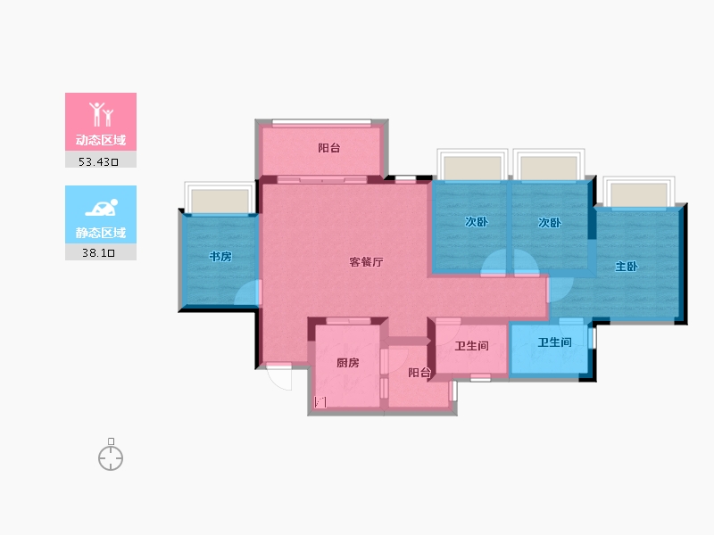 重庆-重庆市-中国铁建山语桃源-80.02-户型库-动静分区